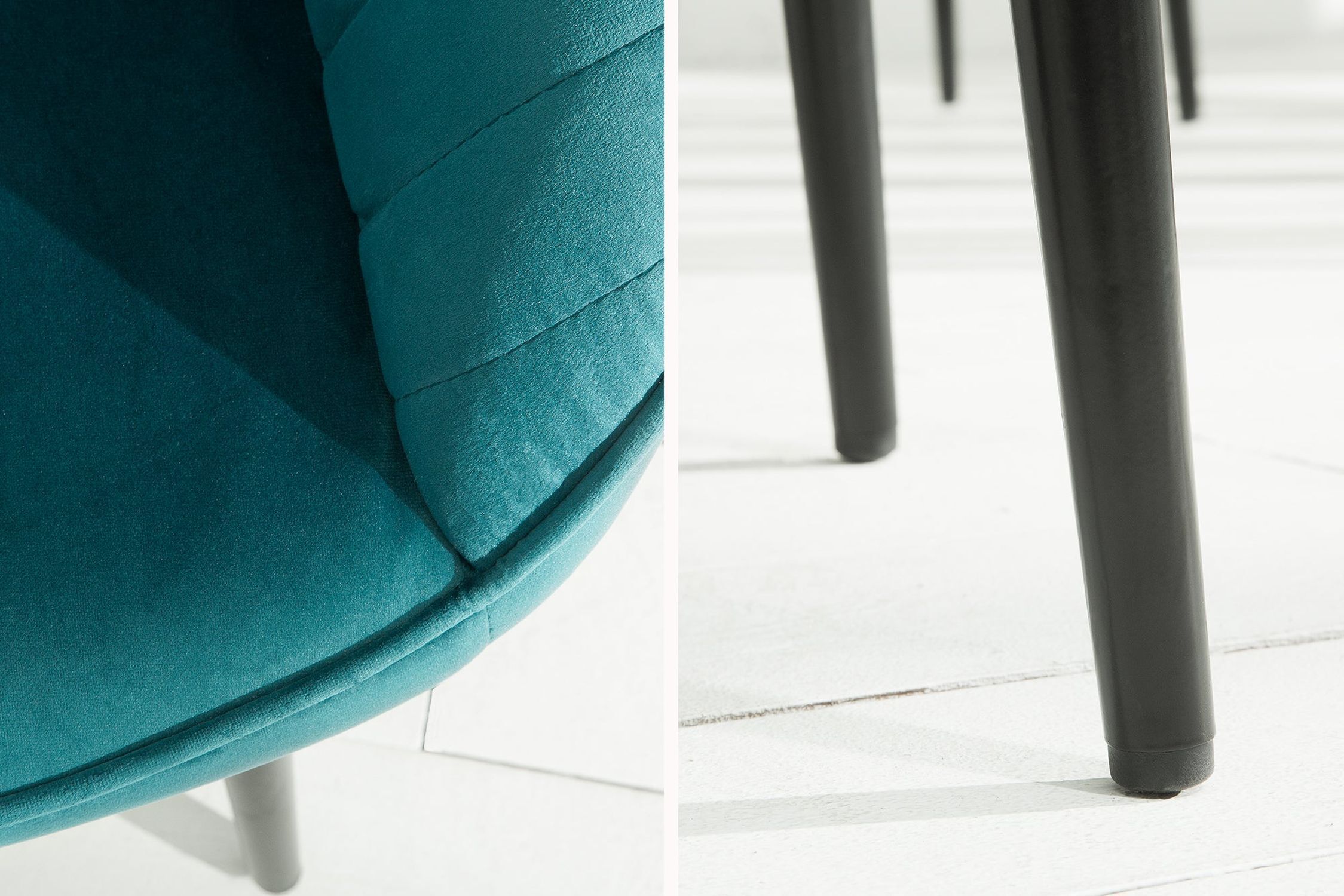 Chaise de salle à manger turquoise noir en velours métal avec accoudoirs Moebel, Stuhl