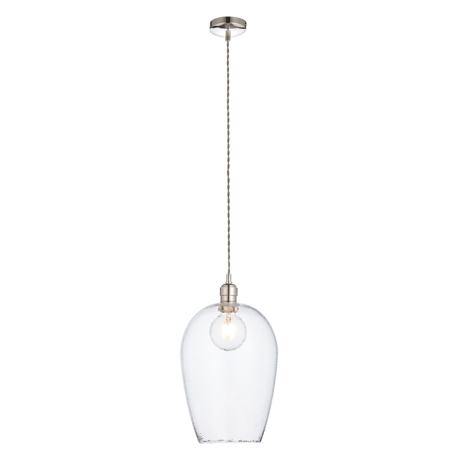 Lampe à suspendre E27 verre métal Ø 25 cm étroit nickel brillant