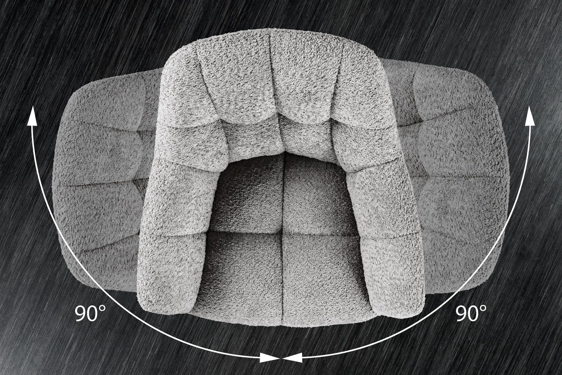 Chaise de bureau sans roulettes Gris Noir Bouclé Métal Rétro Kissen, Dekoration für Zuhause