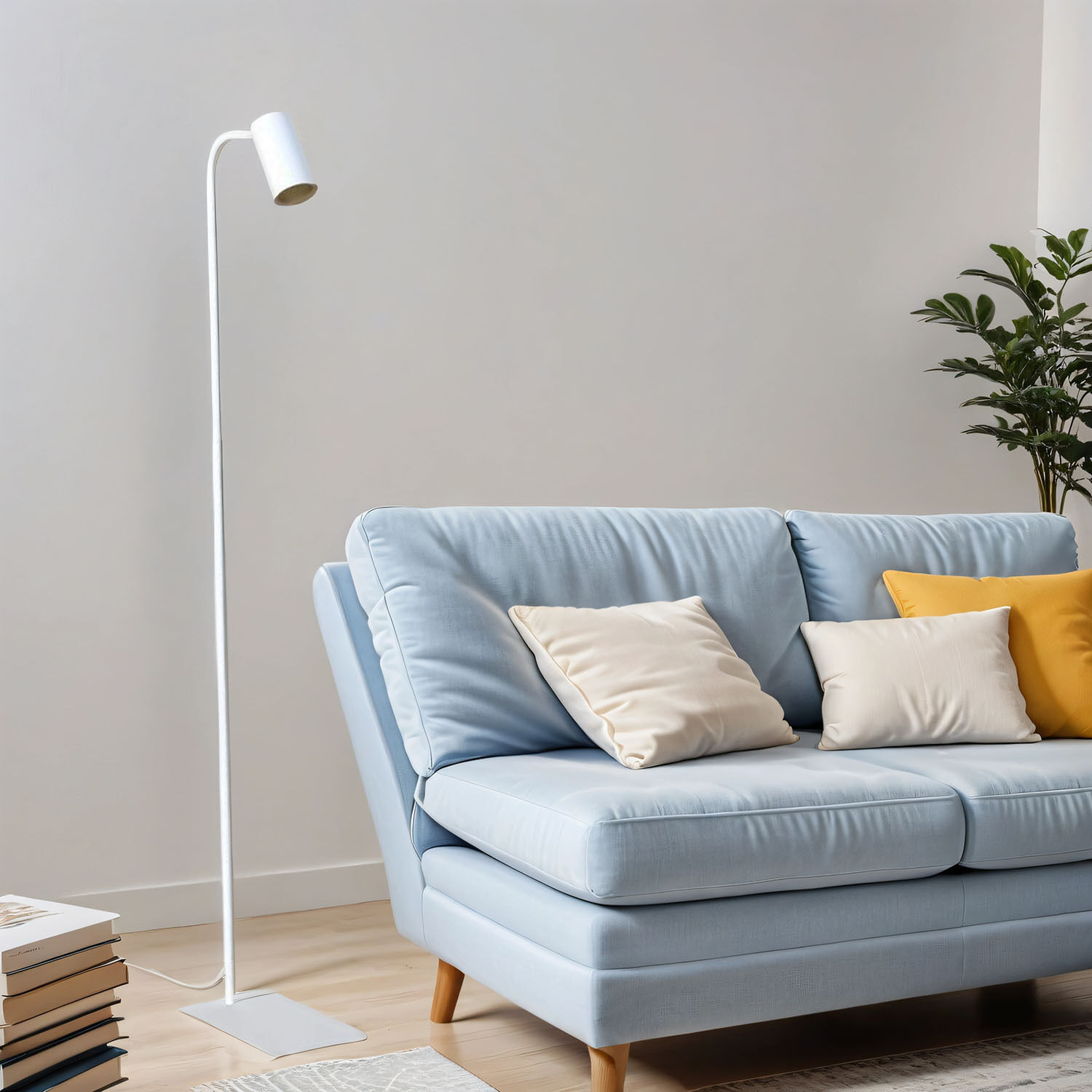 Petit lampadaire Blanc 124cm Moderne flexible GU10 Métal