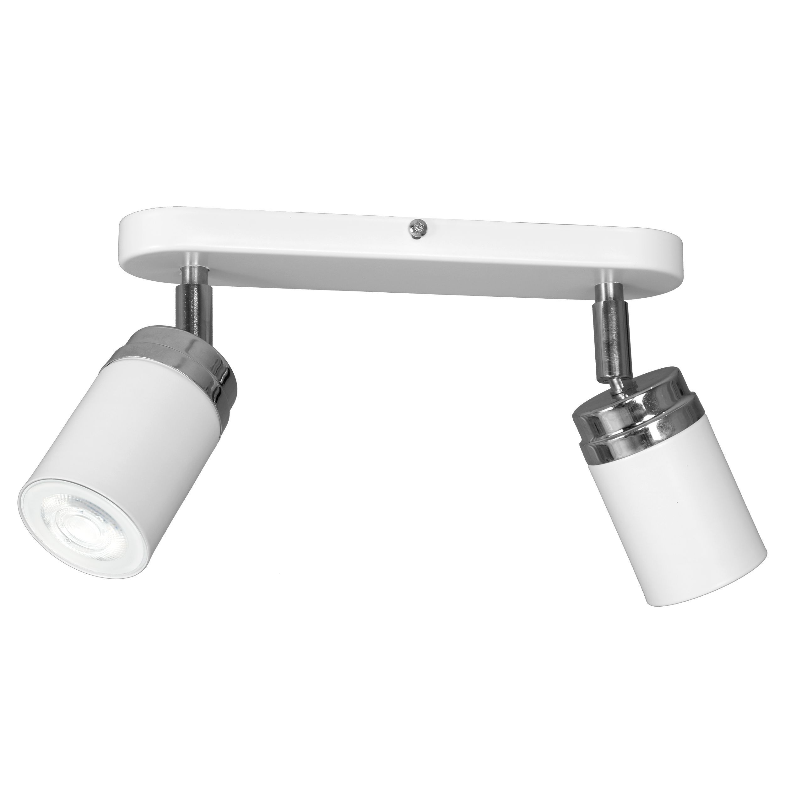 Spot de plafond métal blanc chrome 2 flammes orientable