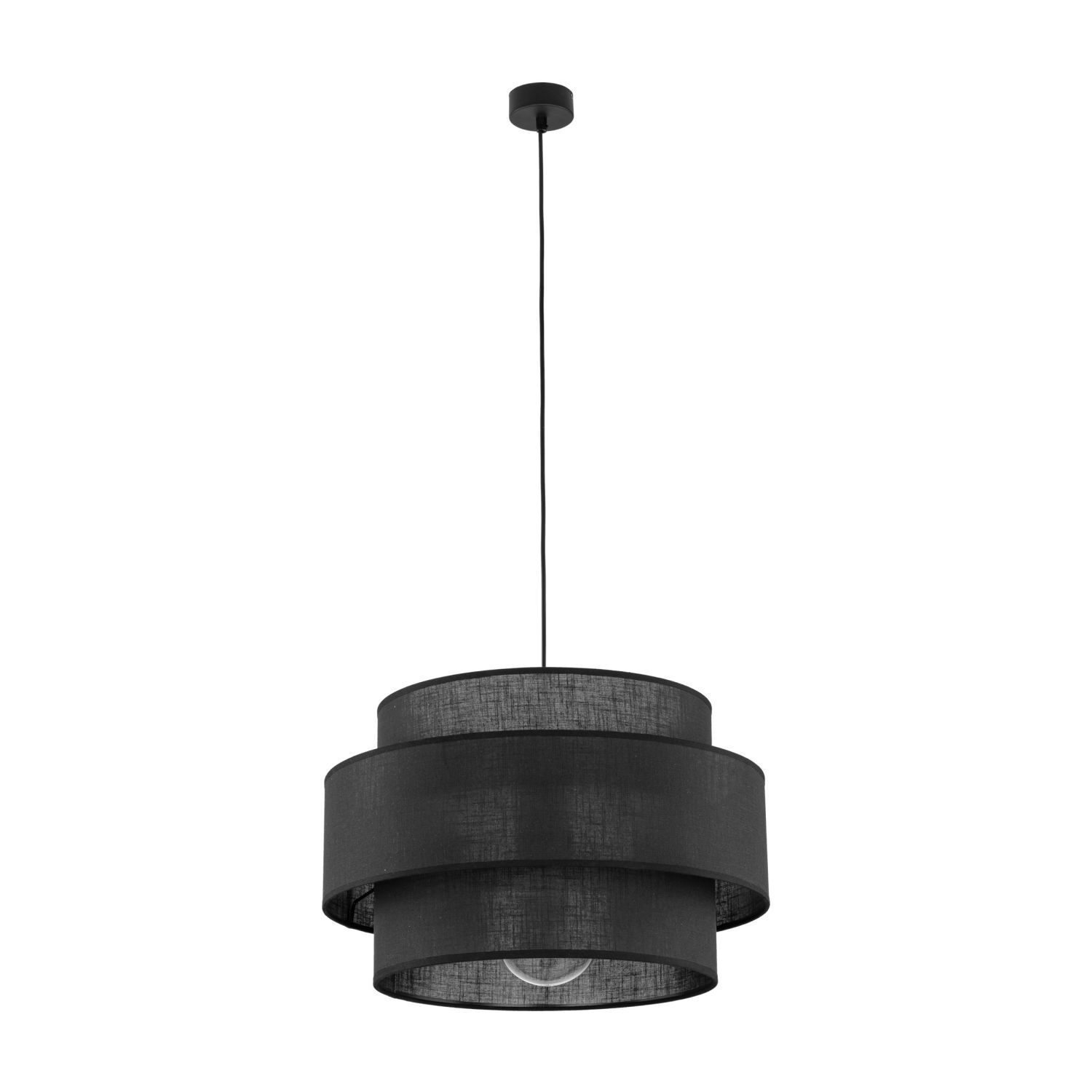 Lampe à suspendre Noir Ø 50 cm H : max. 160 cm Tissu Métal E27