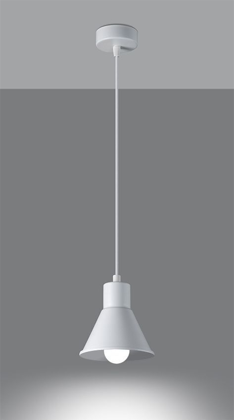 Suspension Blanc Métal Rétro Ø 14 cm simple E27
