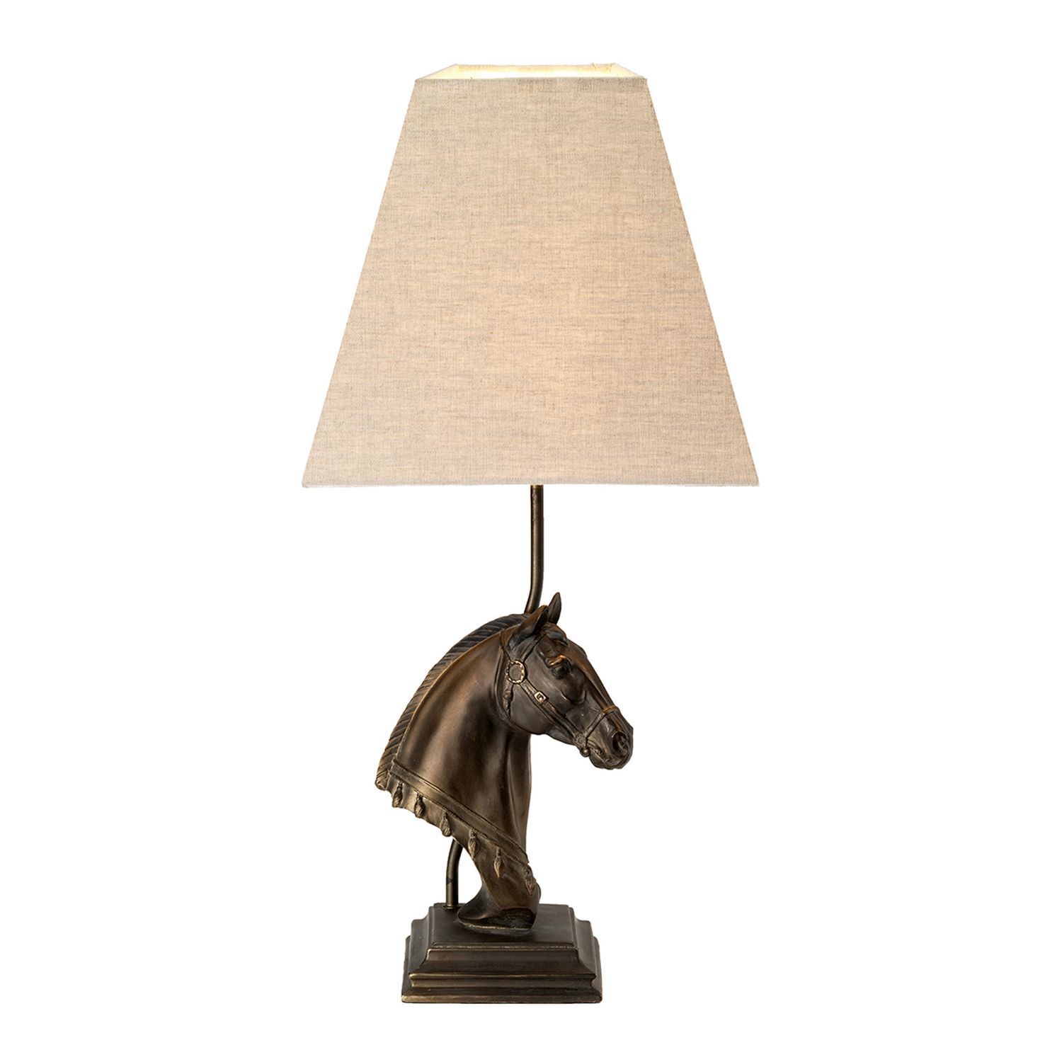 Lampe de table E27 Buste de cheval Résine Jute ANIMIAL