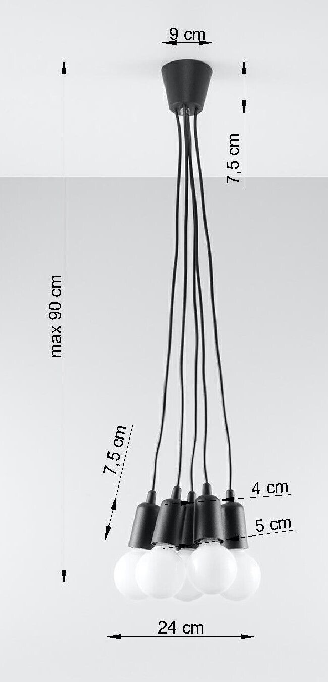 Suspension Noir réglable jusqu'à 90cm Rétro NESSA