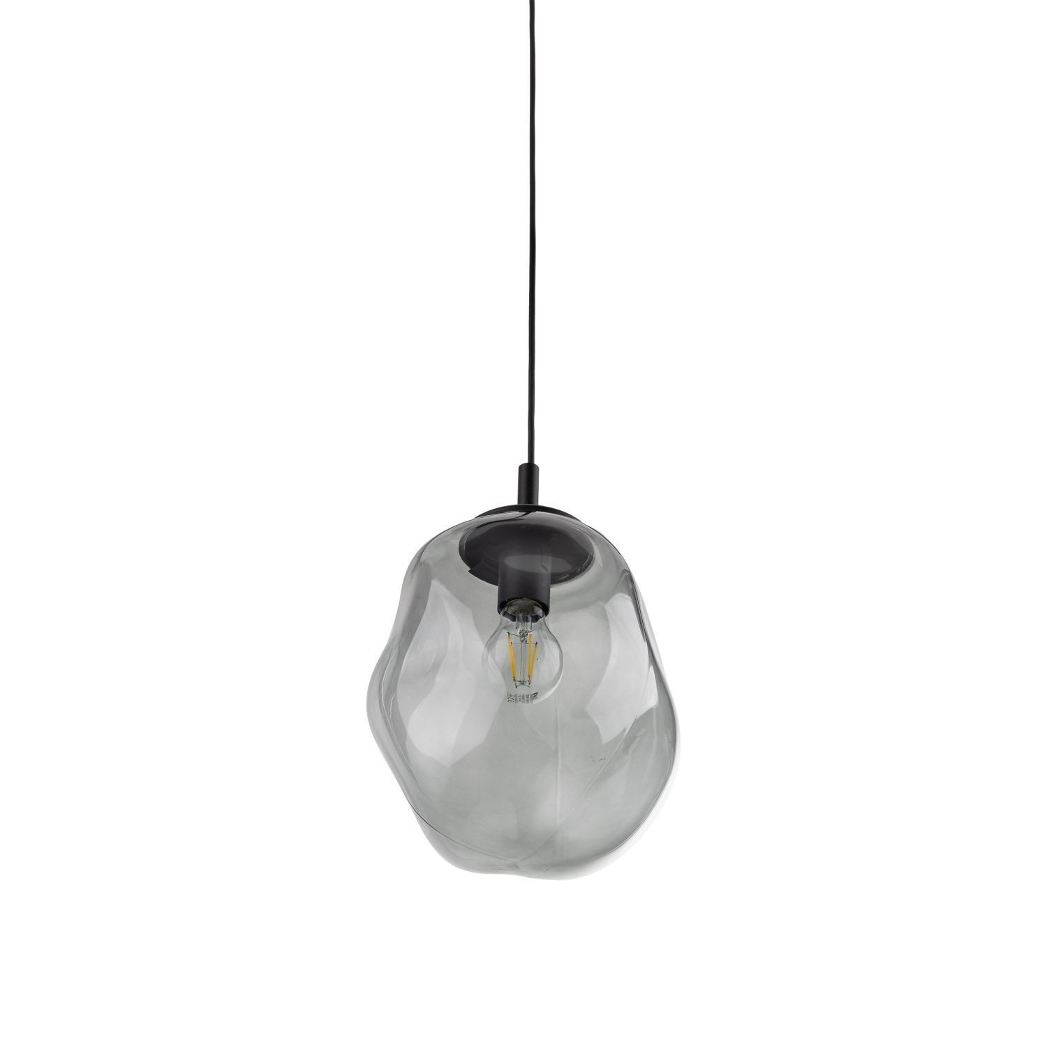 Hängelampe Rauchglas E27 B: 25 cm H: max. 175 cm Schwarz Grau Licht, Lampe