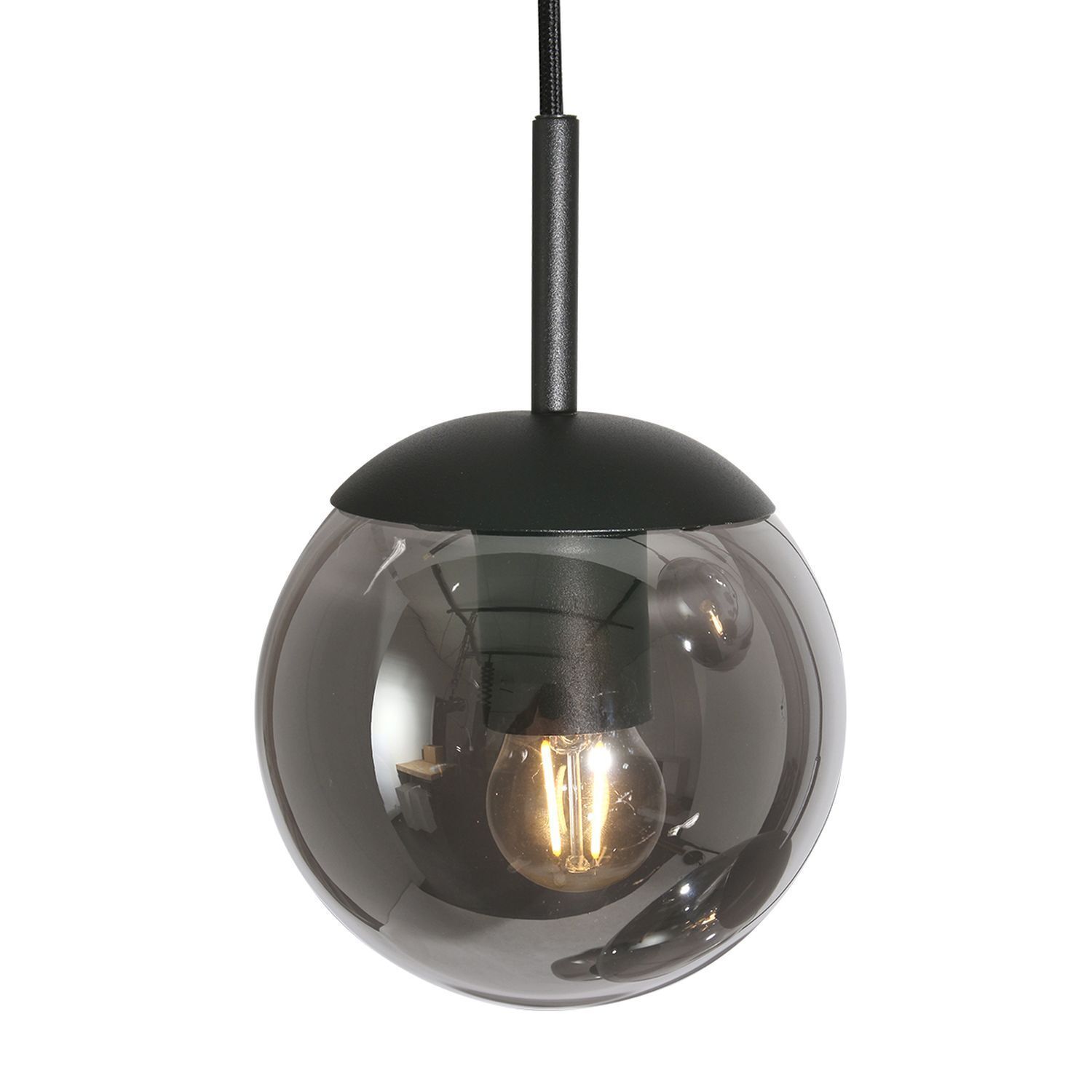 Suspension ronde en verre gris fumé Ø60 cm E27 Moderne