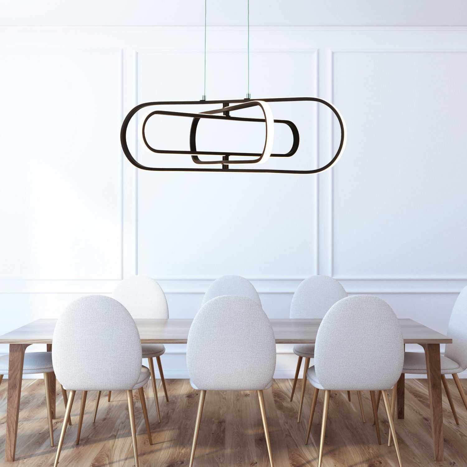 Lampe à suspendre LED noire couleur de lumière réglable L : 80 cm