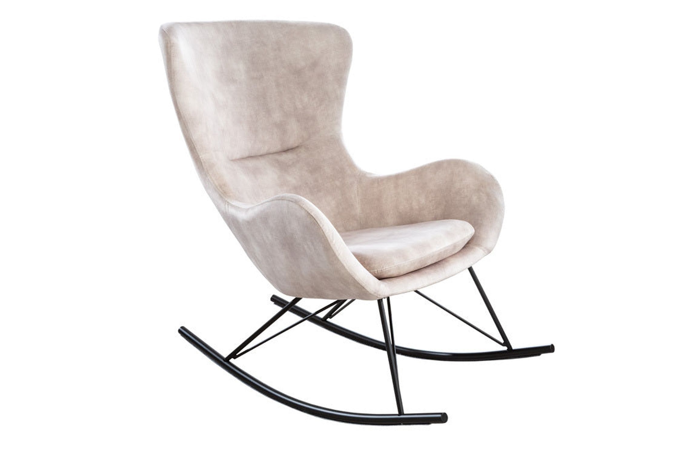 Fauteuil à bascule velours métal beige crème noir Moebel, Stuhl, Schaukelstuhl