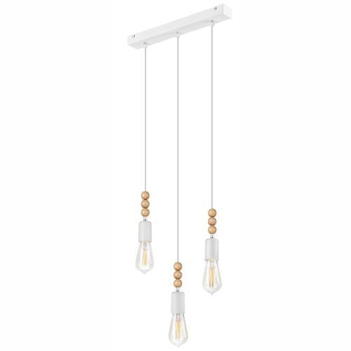 Lampe à suspendre Blanc Bois long Table à manger Moderne 3-flmg
