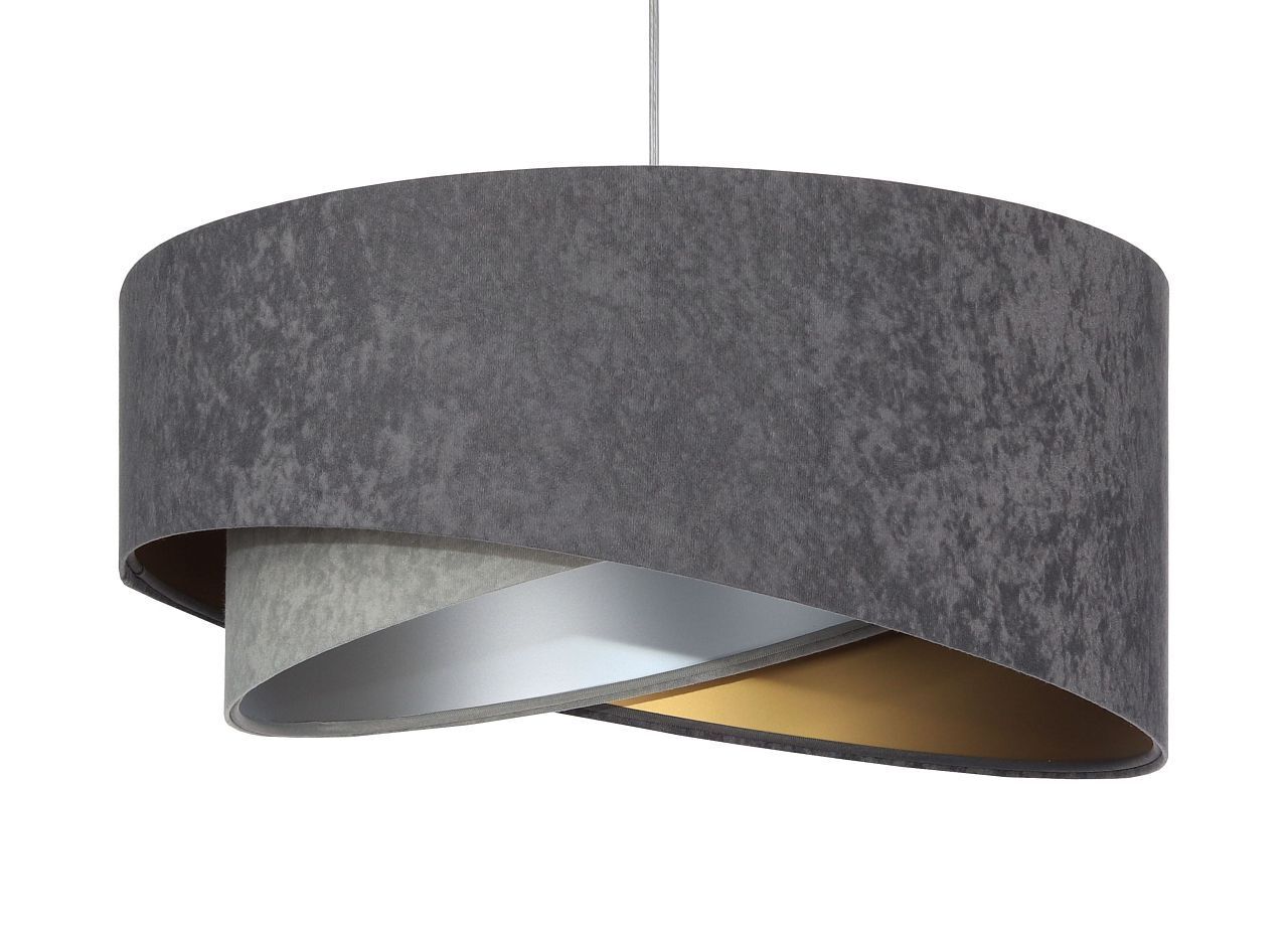 Lampe à suspendre Gris Argent Or Ø 50 cm Abat-jour en tissu