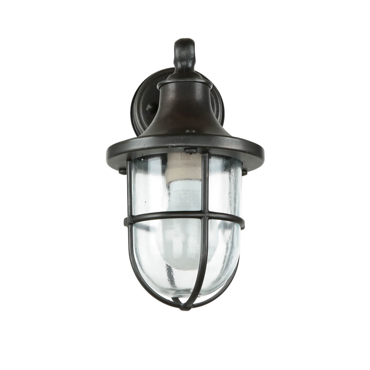 Lampe d'extérieur maritime noir antique IP64 E27 verre cannelé laiton