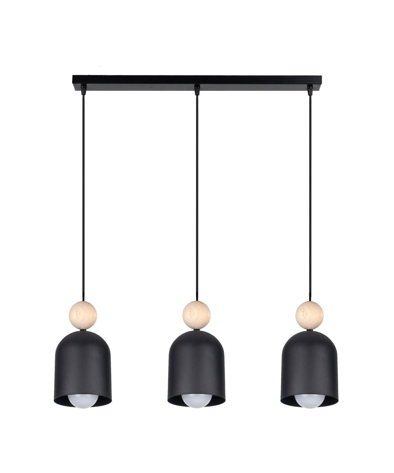 Accueillante lampe à suspendre Noir Métal Bois E27 66 cm