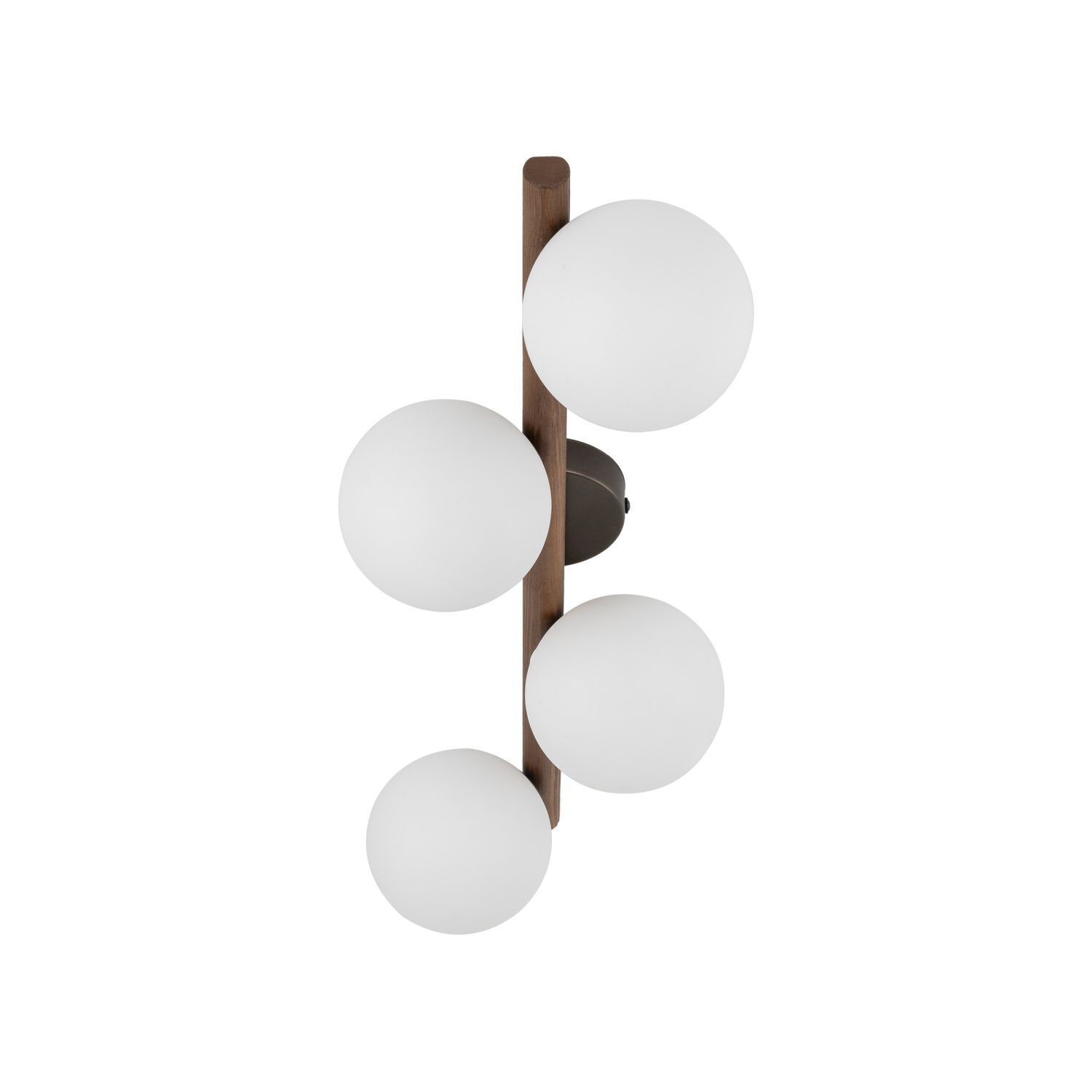 Plafonnier verre métal bois 65 cm long blanc marron 4x G9 Lampe