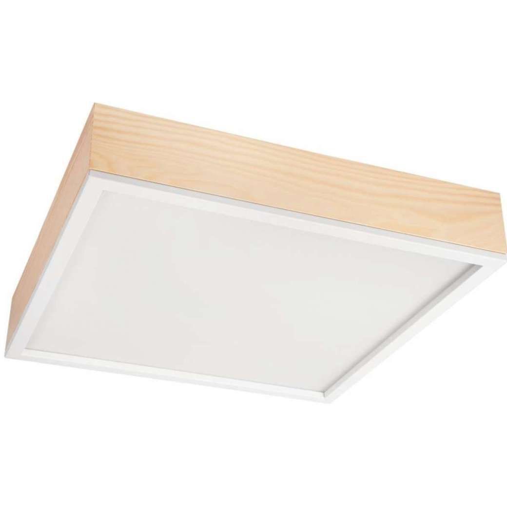 Plafonnier Blendarme verre bois pin E27 L:48 cm