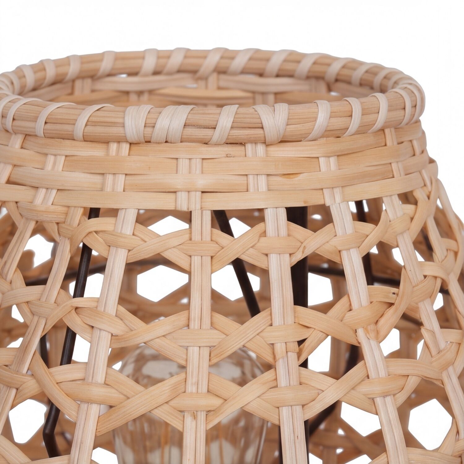 Stehlampe Rattan Natur niedrig 60 cm E27 Skandinavisch Korbstasche, Korb, Geflecht, Rattan, Tragetasche