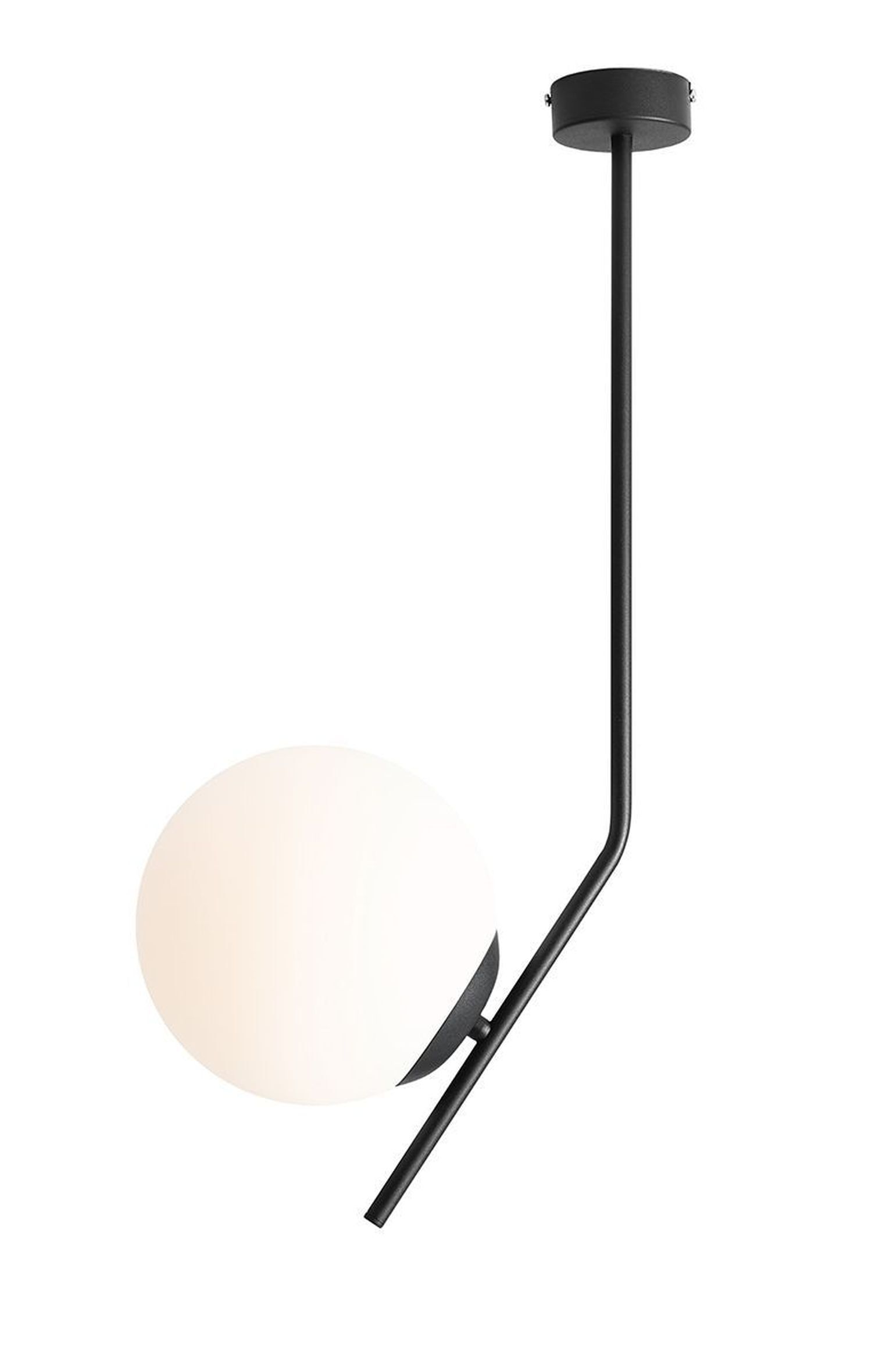 Grande lampe de plafond verre métal noir E27 sphère H:64 cm