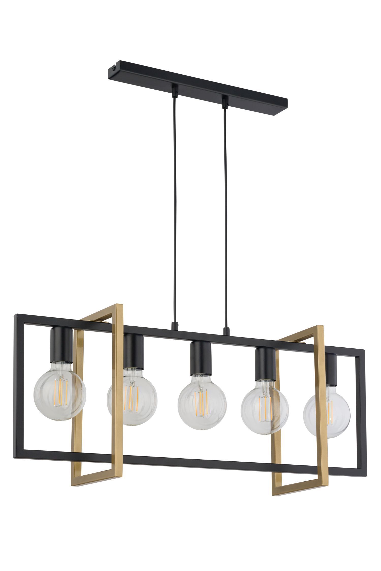 Lampe à suspendre métal noir or 5-flmg jusqu'à 0,8 m élégant