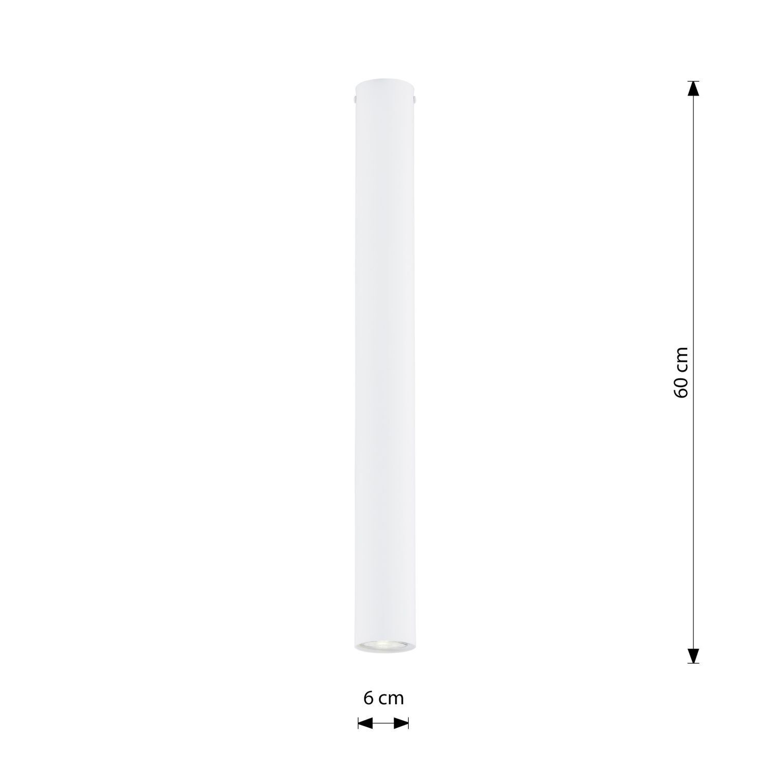 Spot apparent étroit Ø 6 cm H : 60 cm Métal blanc GU10