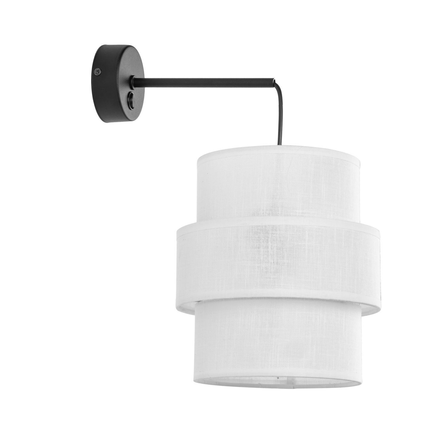 Applique murale avec interrupteur Tissu Métal Blanc Noir E27 GREET Lampe