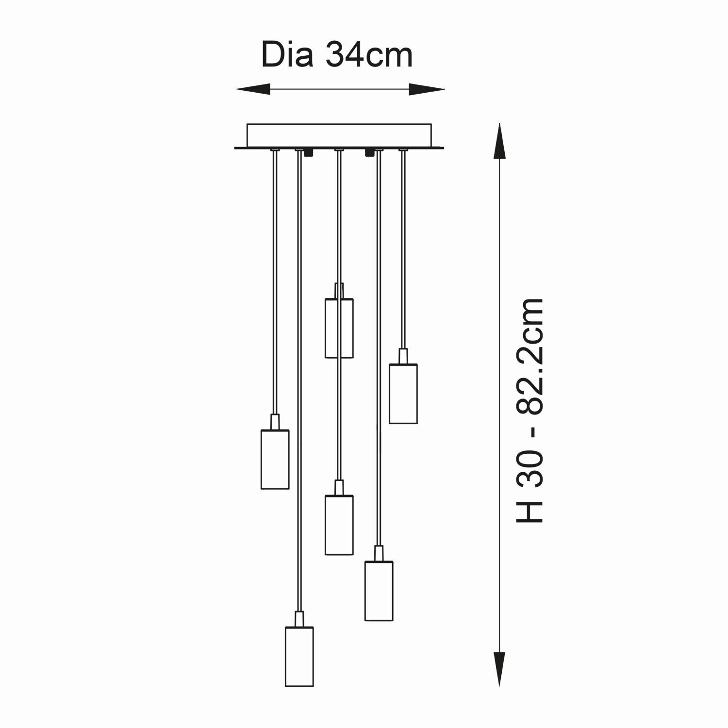 Lampe à suspendre en métal doré réglable design rétro pour 6x E27
