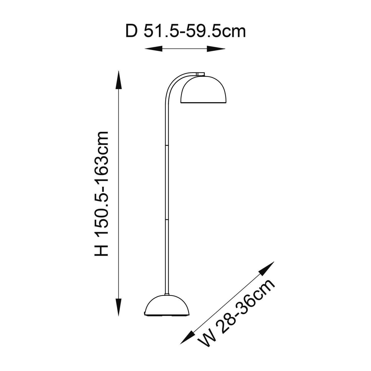 Lampadaire métal 163 cm abat-jour ajustable noir E27