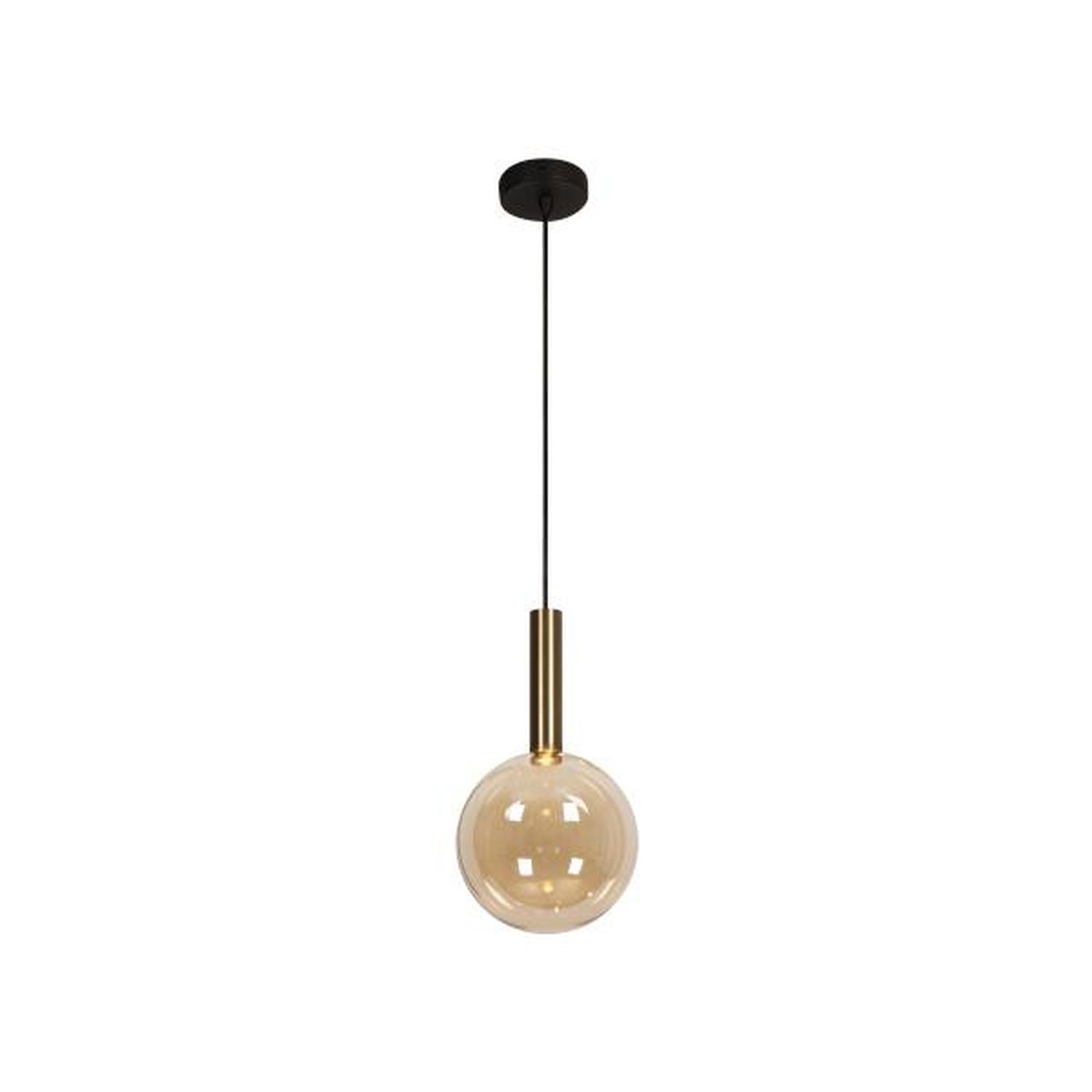 Hängelampe Glas Bernstein Messing G9 L:18 cm edel