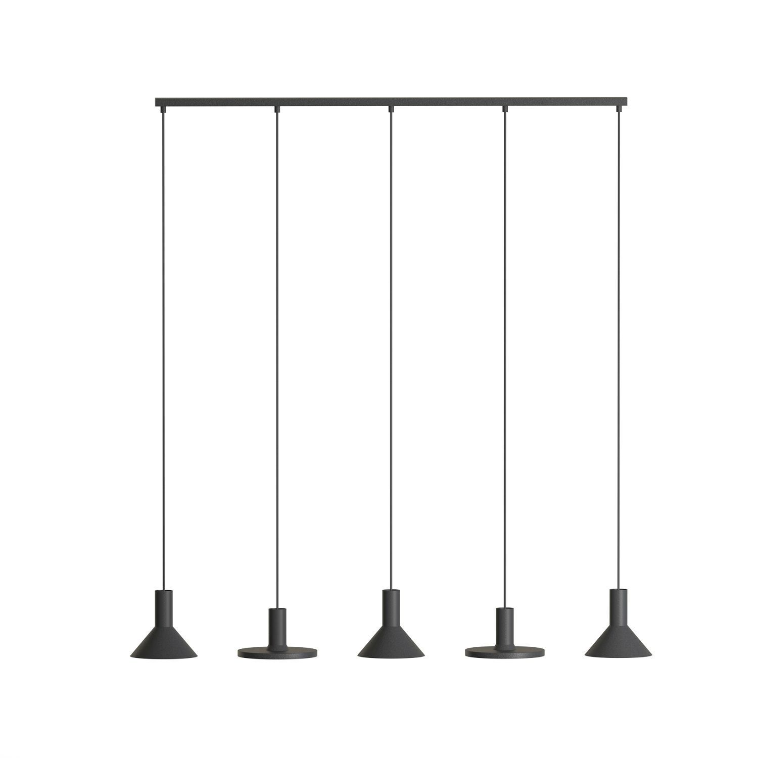 Suspension 5 flammes GU10 noir métal orientable