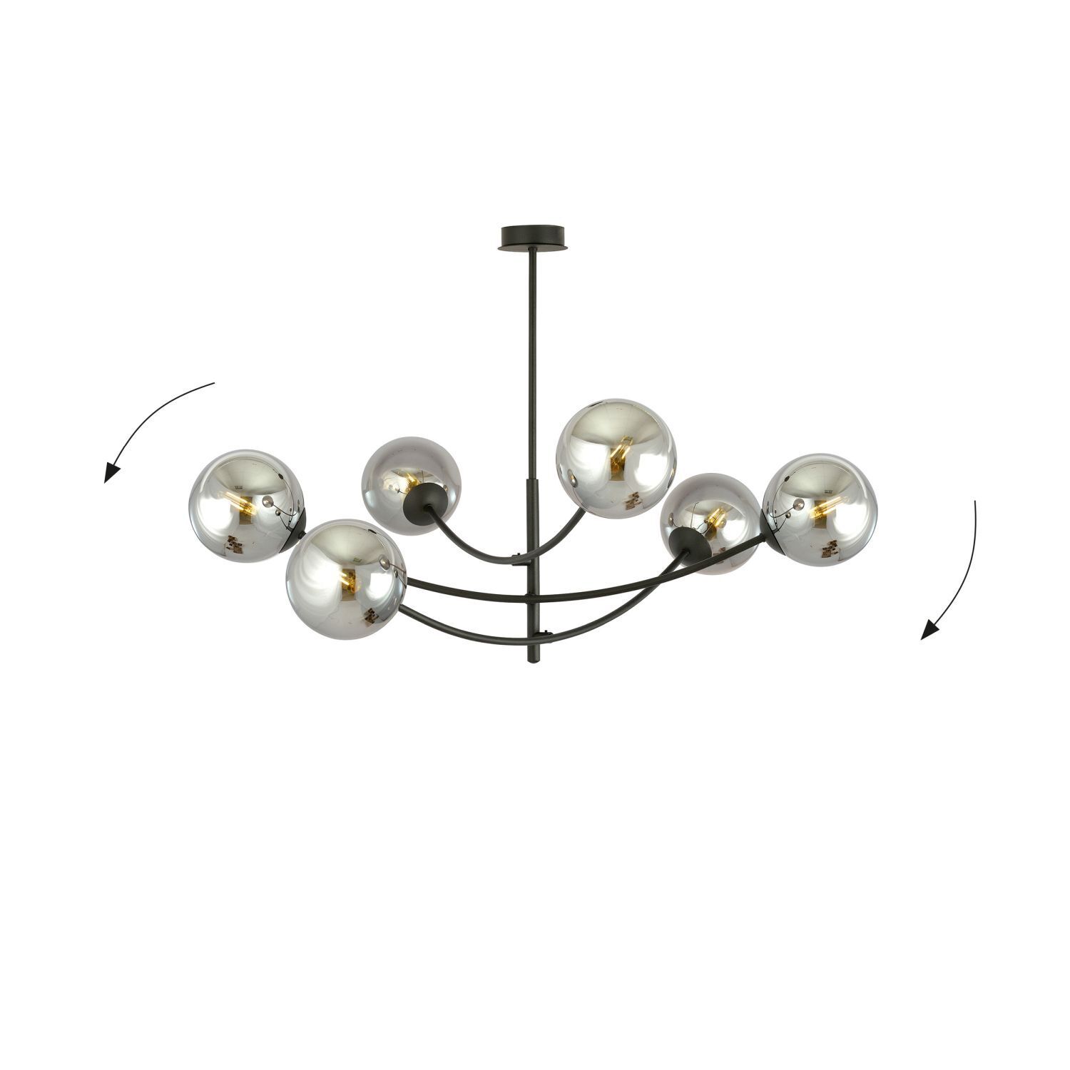 Plafonnier métal verre orientable L : 89 cm 6x E14