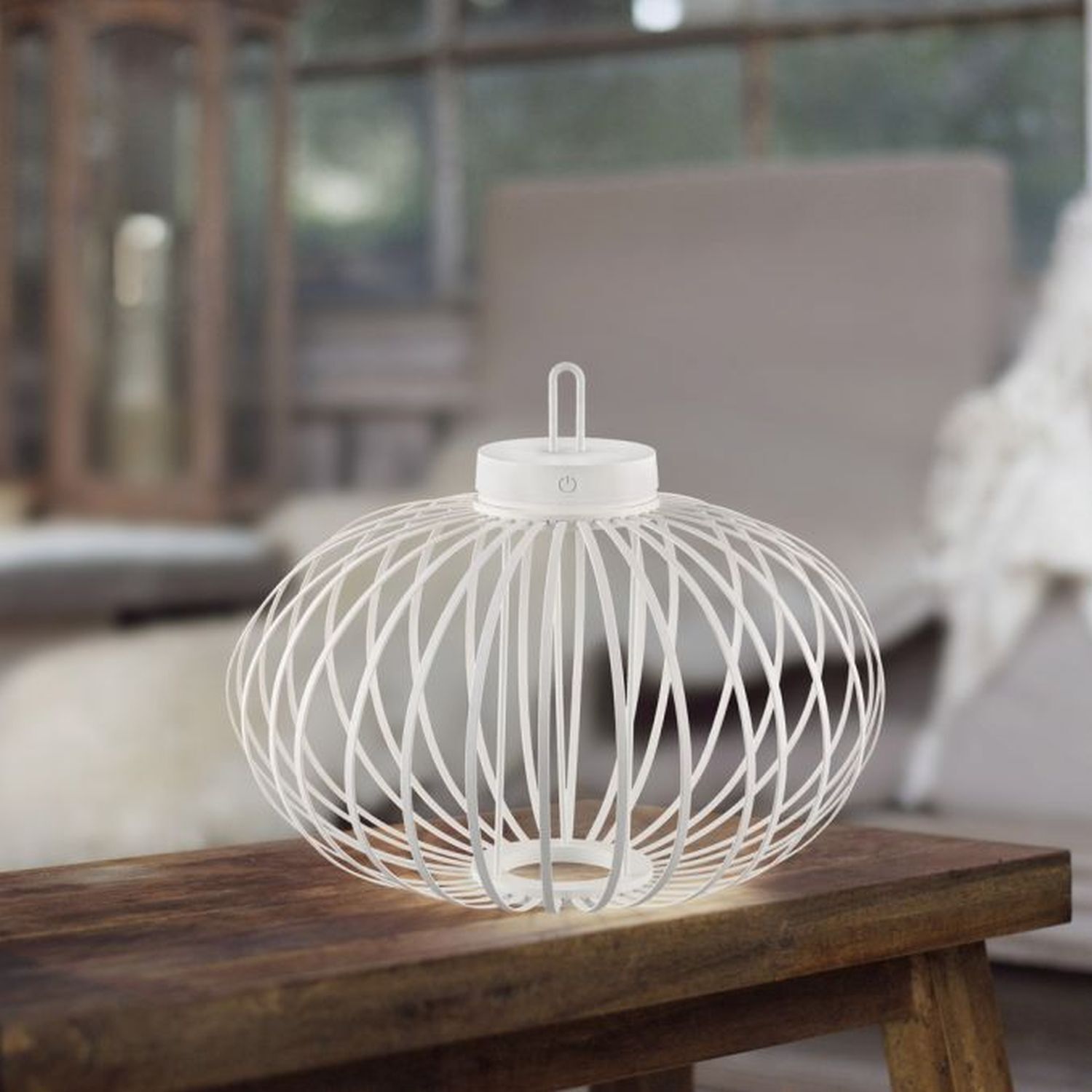 Lampe de table LED rechargeable IP44 blanche dimmable Touch 37 cm 2 W Lampe