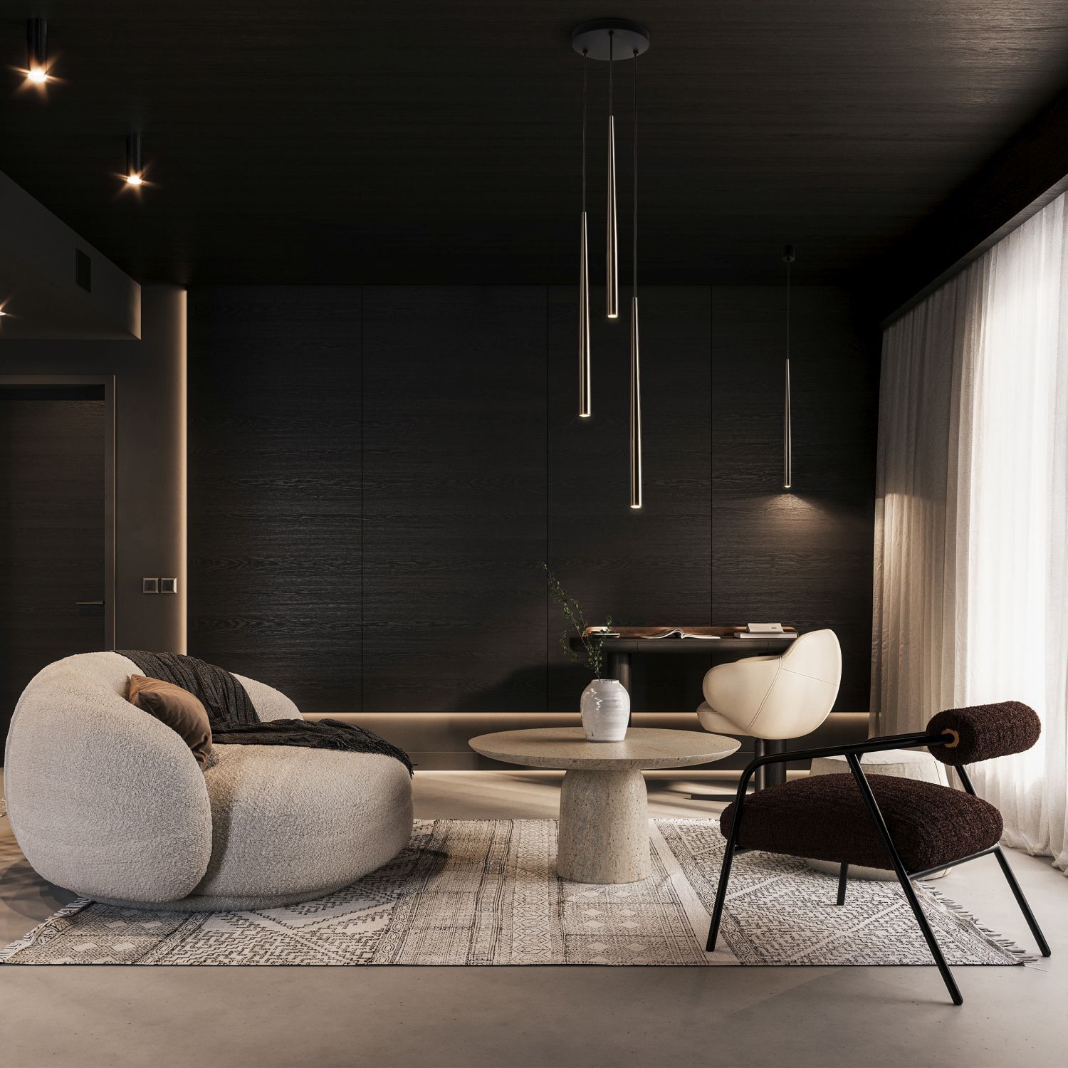 Lampe à suspendre métal Ø 5,2 cm noir or G9 réglable en hauteur Innenarchitektur, Inneneinrichtung, Teppich, Stuhl, Couch