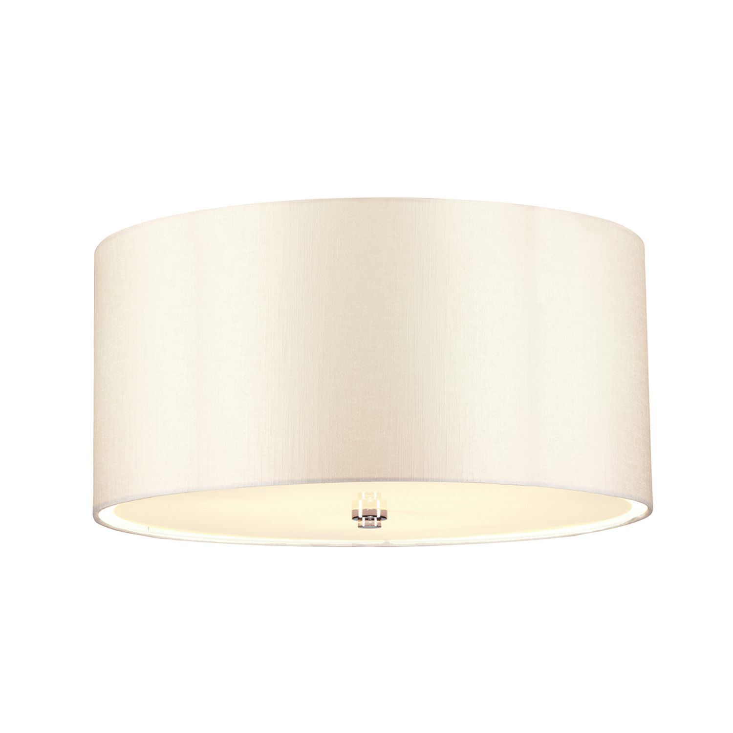 Plafonnier tissu rond en crème chrome Ø46cm