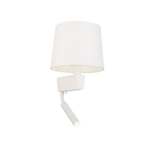 Applique avec lampe de lecture Interrupteur Blanc Abat-jour en tissu