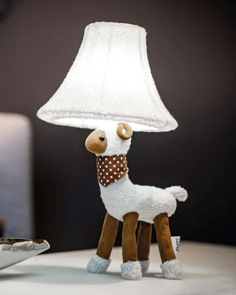 Lampe de table Blanc Mouton 48 cm incl. LED Chambre d'enfant