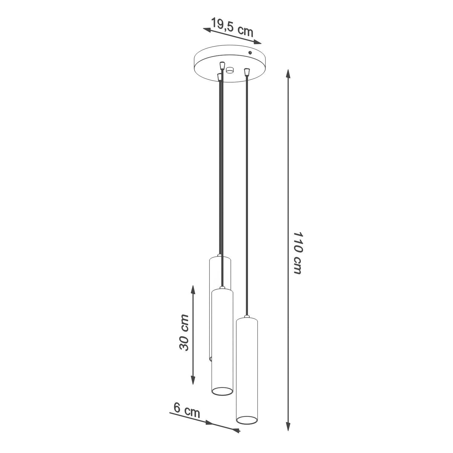 Lampe à suspendre noire 3 flammes Ø 20 cm métal GU10