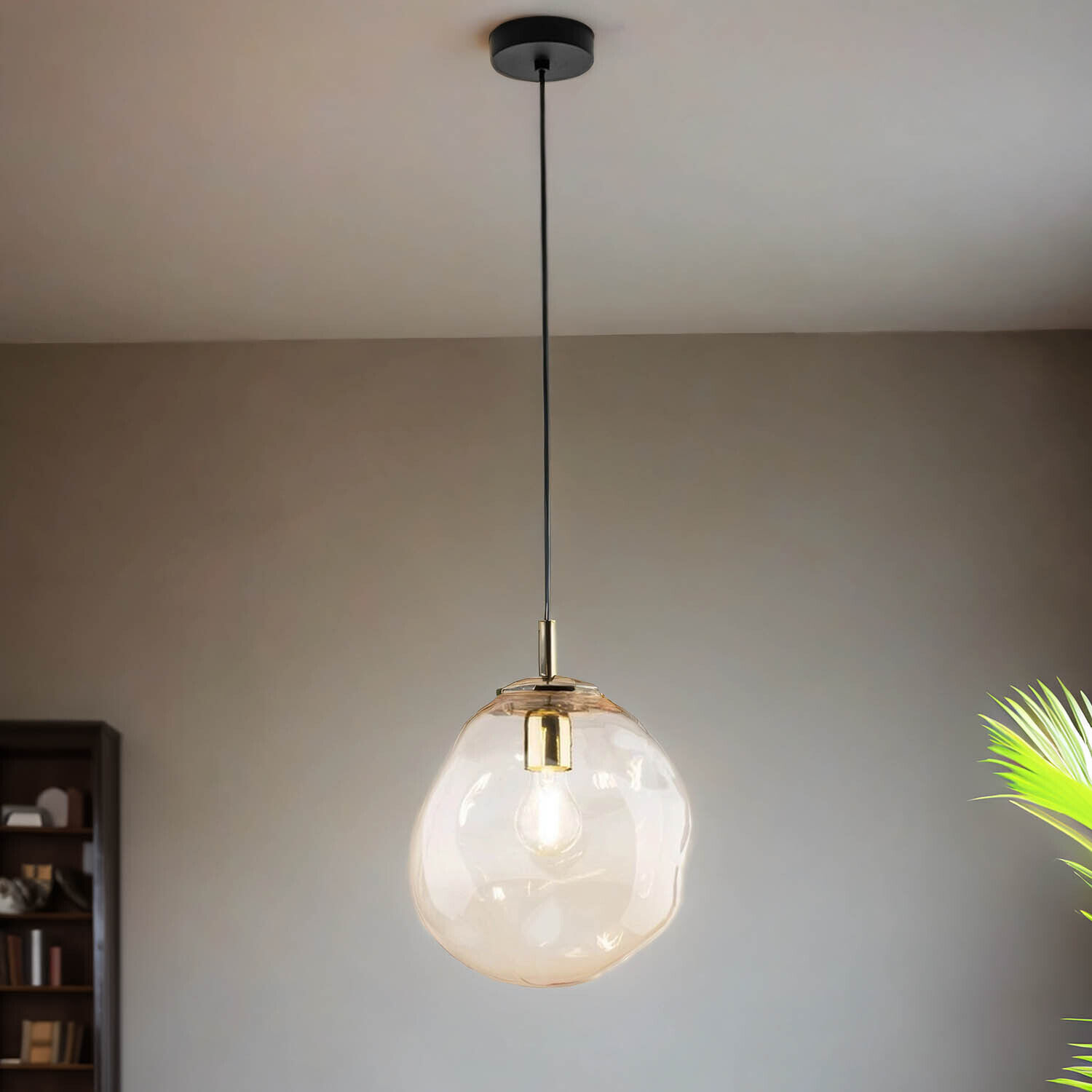 Lampe à suspendre verre fumé E27 L : 25 cm H : max. 175 cm Lampe