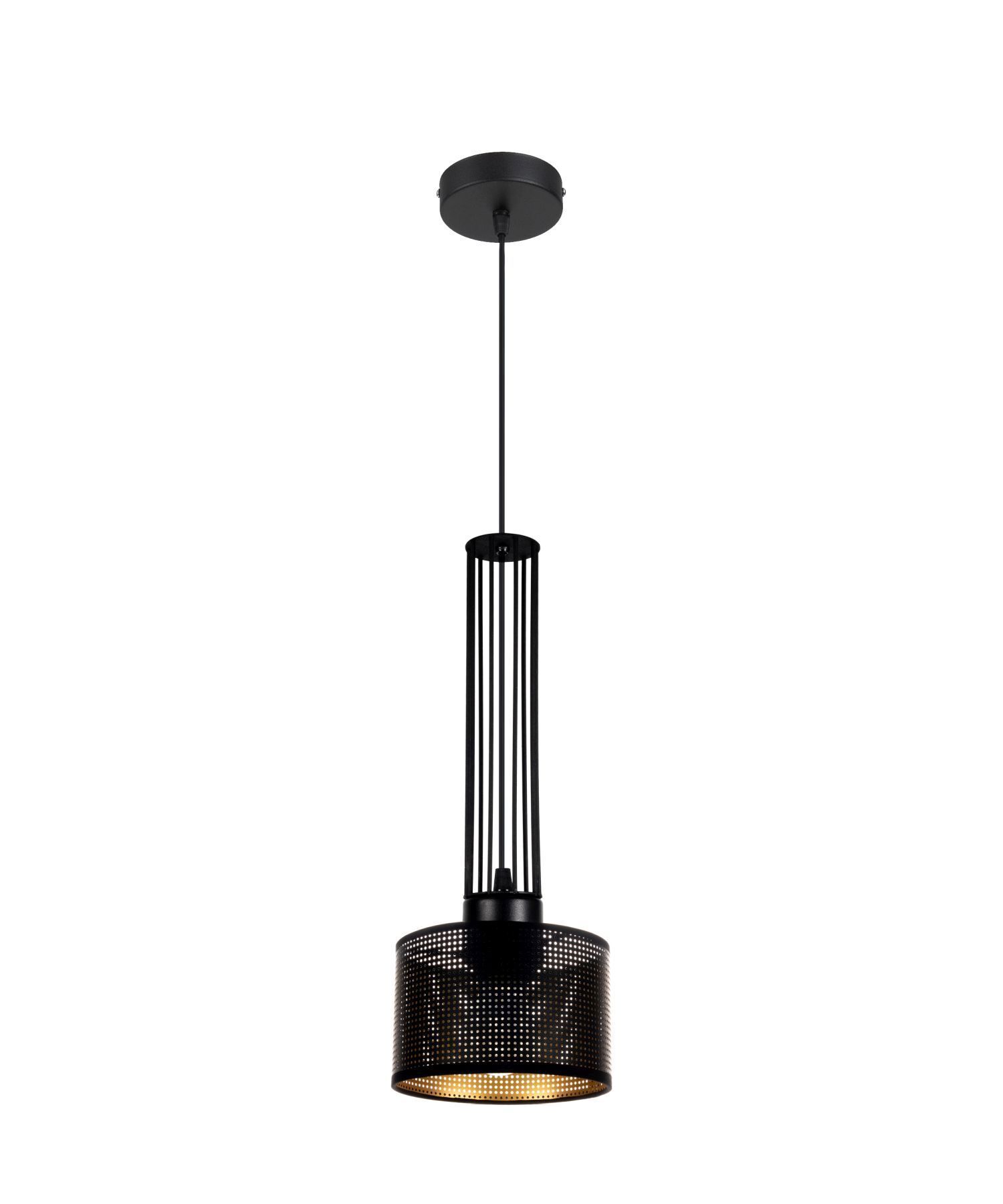 Dekorative Hängelampe Metall B:15 cm E27 Schwarz Gold hängelampe, klartext, schwarz, metall, perforiert