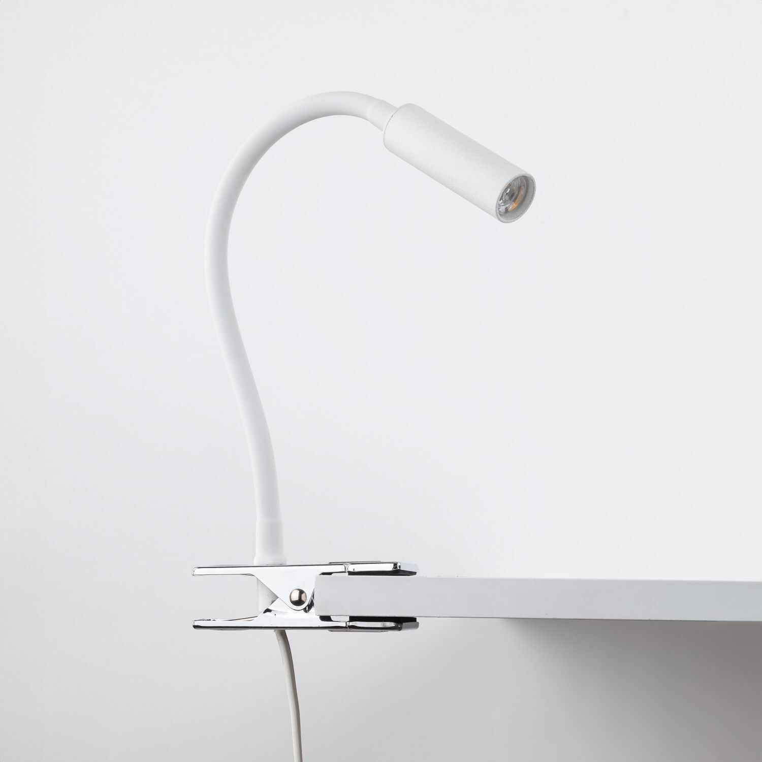 Lampe de bureau à pince Bras flexible 40 cm G9 blanc chrome