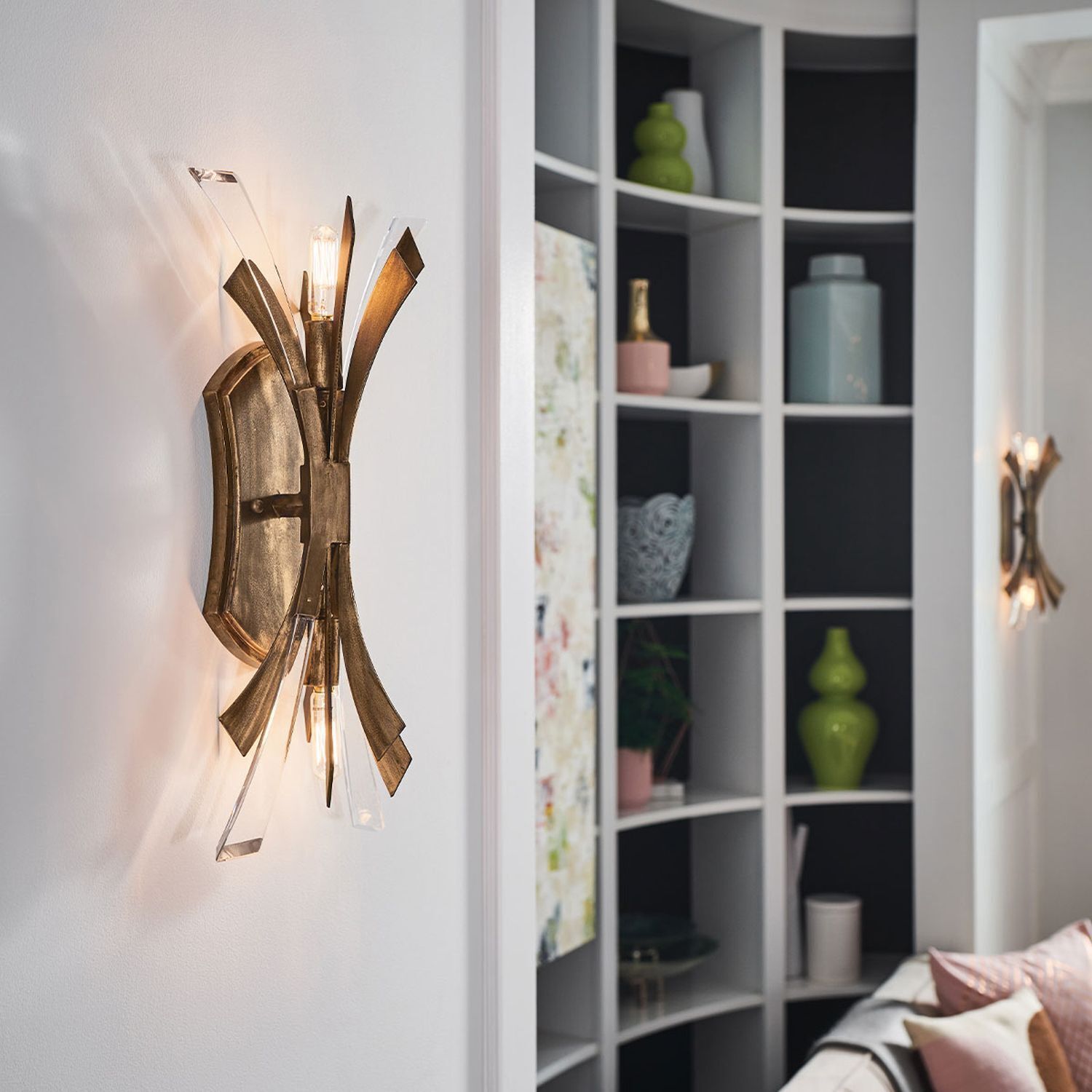 Applique murale cristal métal hauteur 43,8 cm en or bruni Drinnen, Innenarchitektur, Pflanze