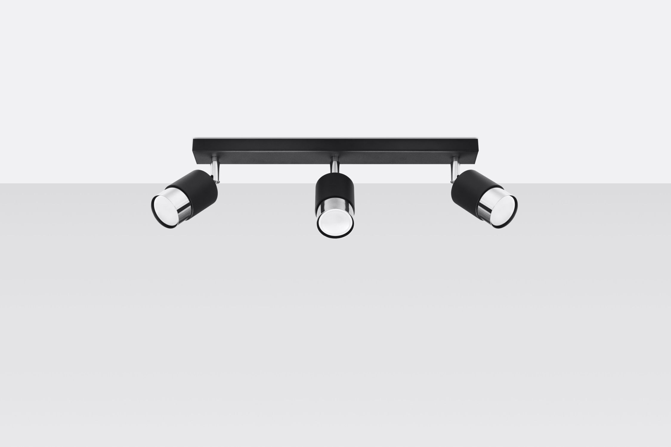 Plafonnier 3 flammes 45 cm noir chrome orientable