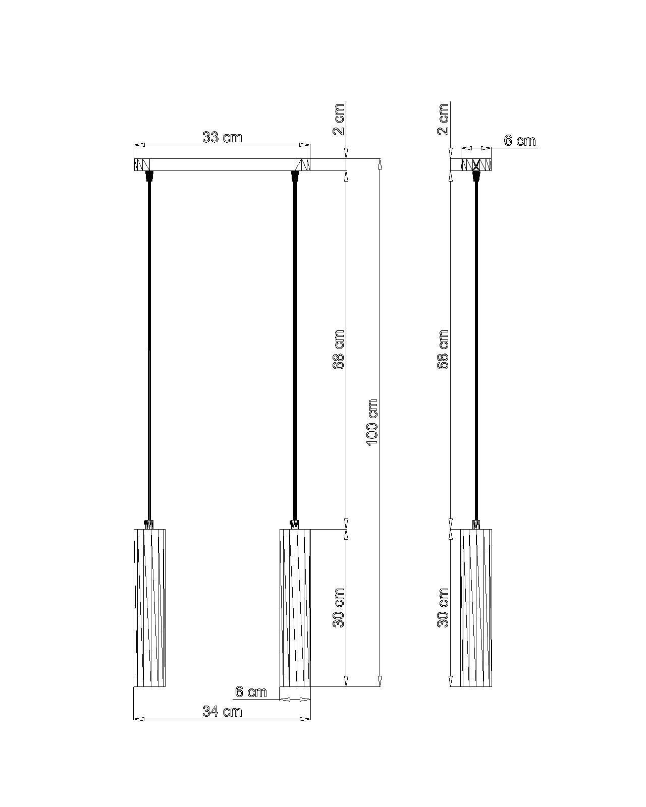 Lampe à suspendre en bois 2x GU10 Moderne Table à manger