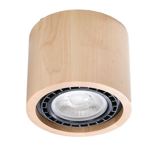 Spot de plafond en bois Ø 14 cm H : 10 cm petit GU10 DIWO