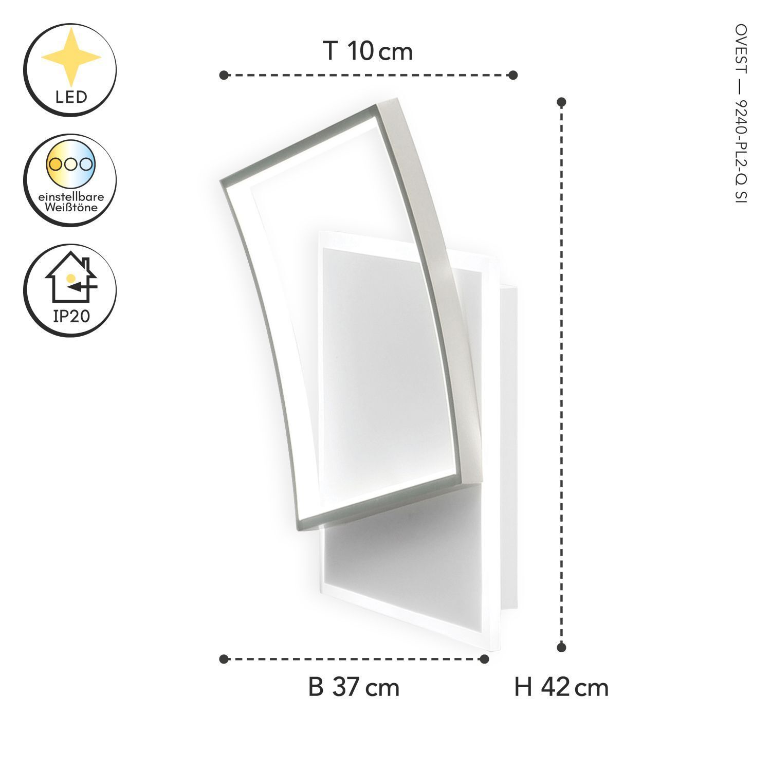 LED Deckenleuchte Weiß Silber 40 W 4800 lm L:42 cm LED, Wandleuchte, Spiegel, Wandlampe, Nickel, IP20