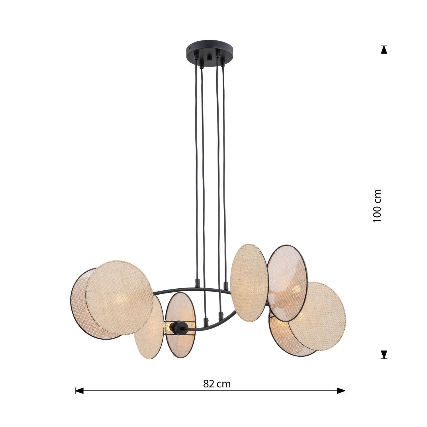 Lampe à suspendre L : 82 cm H : max. 100 cm réglable Tissu Métal