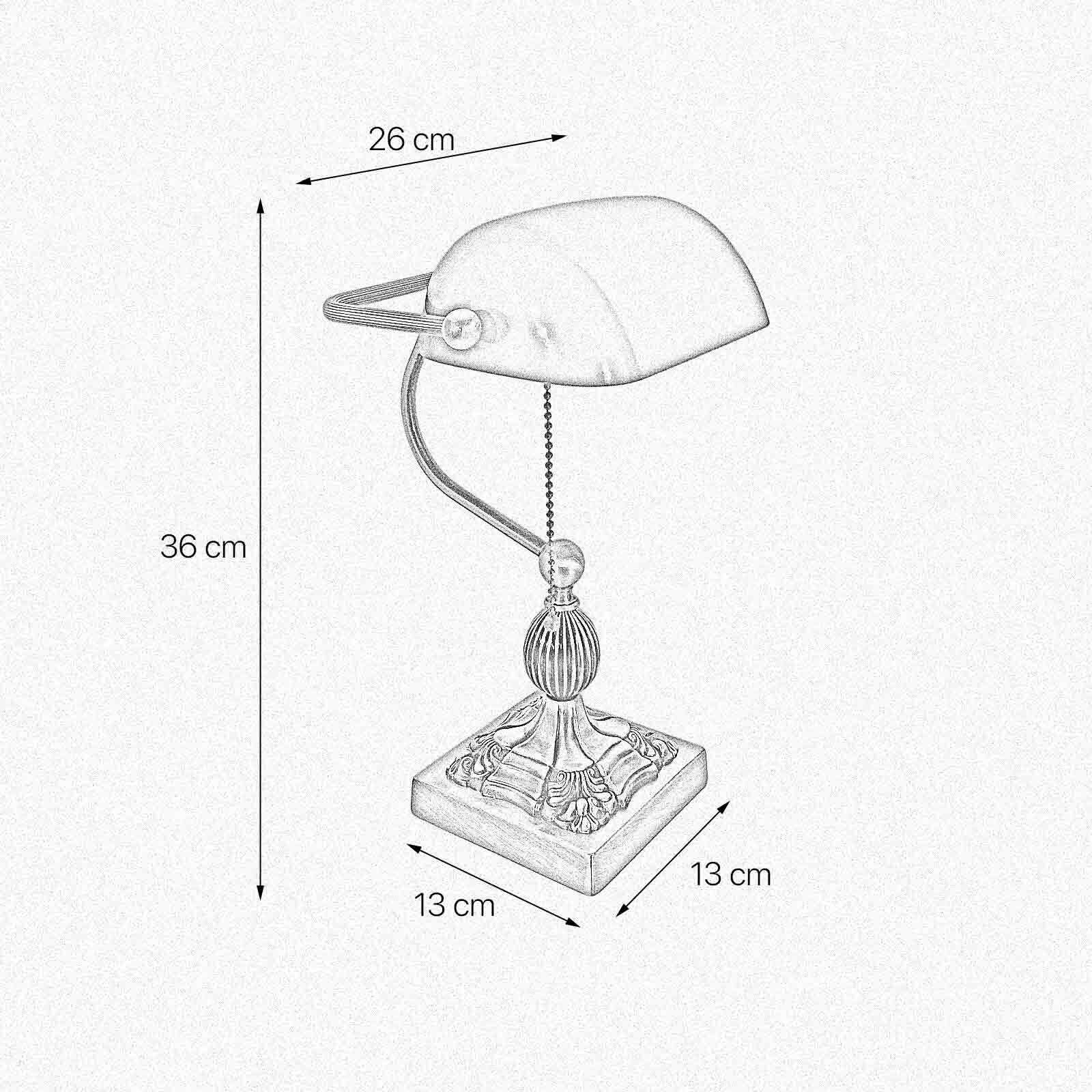 Lampe de banquier laiton massif verre 36 cm de haut orientable