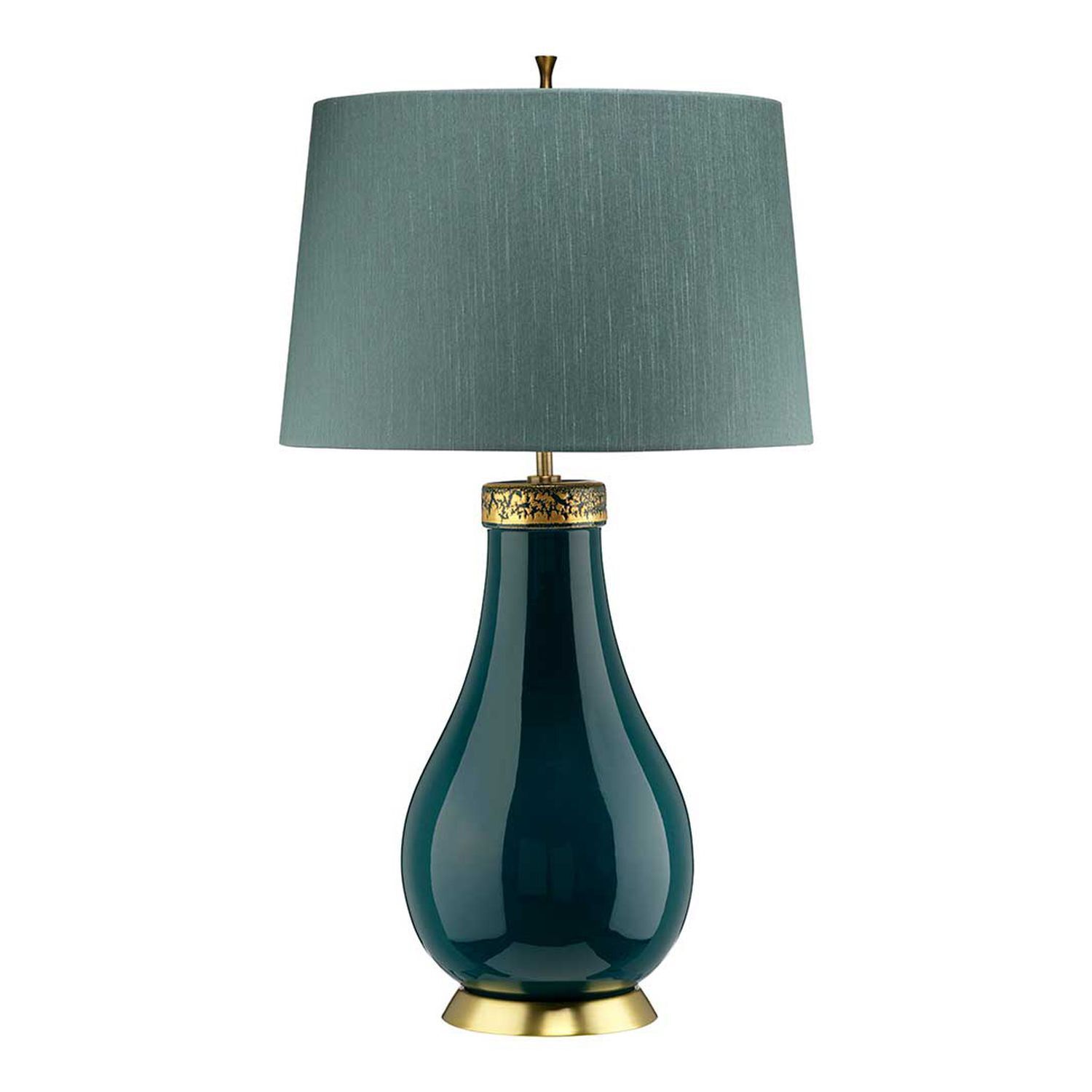 Lampe de table tissu céramique E27 hauteur 73,5 cm vert bleu