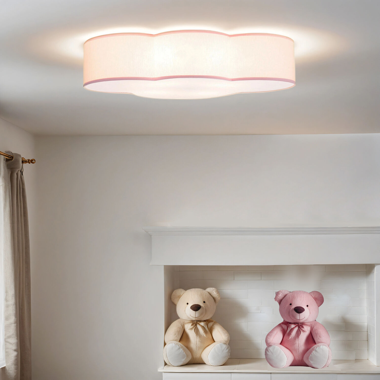 Lampe nuage Rose Tissu 62 cm de long 4x E27 Bébé Enfants