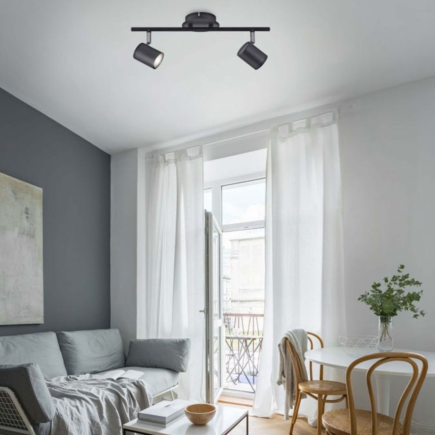 Spot de plafond flexible métal noir GU10 2 flammes Dekoration für Zuhause, Französisches Fenster, Fenster, Drinnen, Innenarchitektur