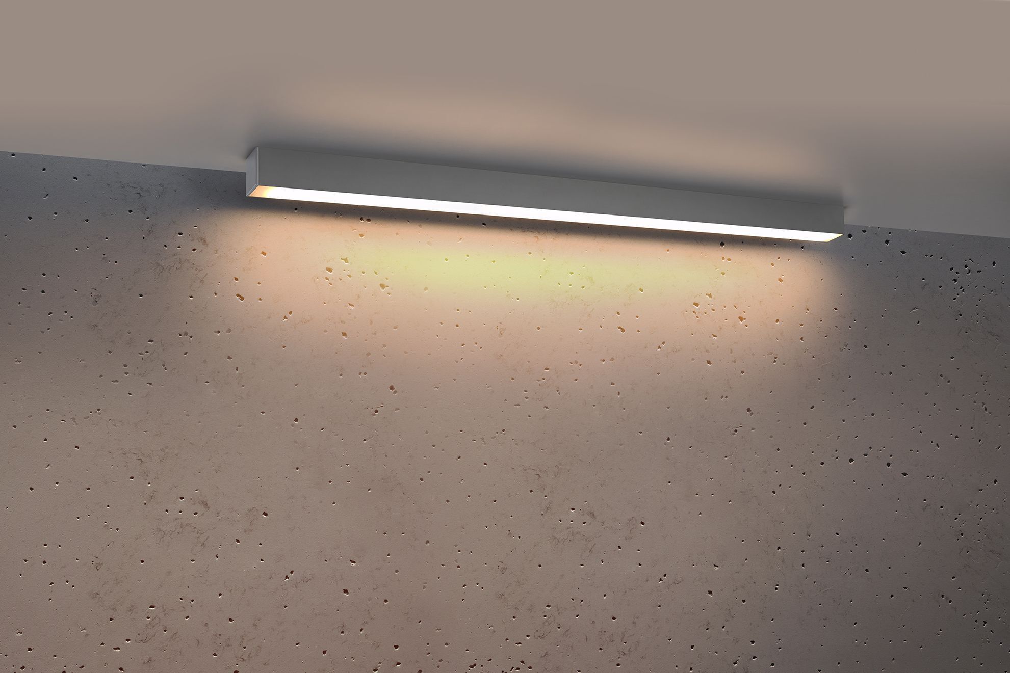 Plafonnier LED gris 90 cm H : 6 cm plat faible éblouissement