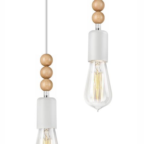 Lampe à suspendre Blanc Bois long Table à manger Moderne 3-flmg